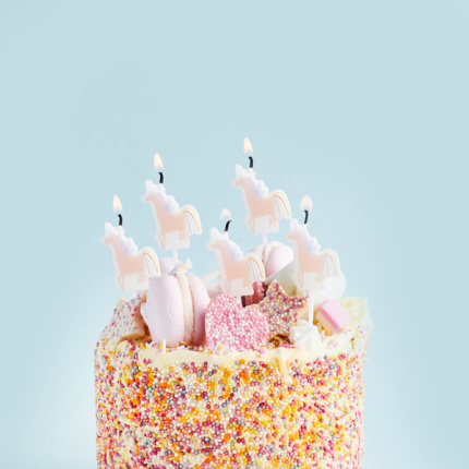Velas Unicórnio Tons Pastel - Pack 5