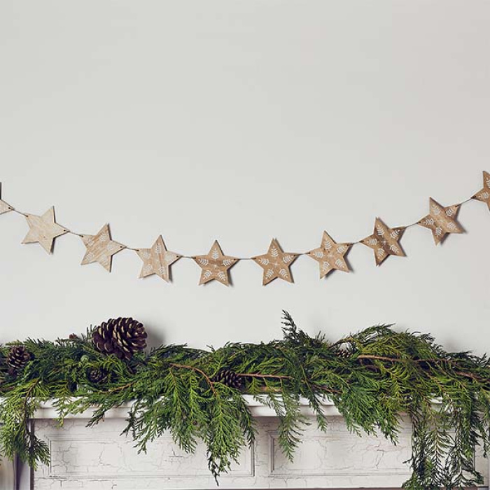 Banner Grinalda Estrelas de Madeira Natal 200cm - Image 2