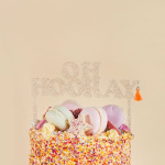 Topo de Bolo Acrílico Glitter "OH HOORAY"