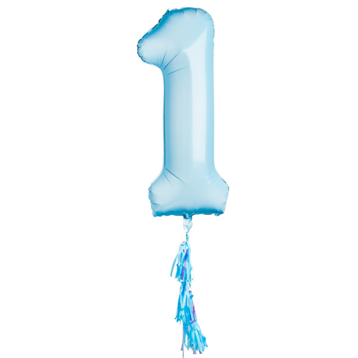 Kit Balão Primeiro Aniversário Azul com Tassel - Image 2