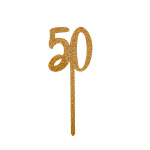 Topo de Bolo Acrílico Glitter Ouro "50" - Image 2