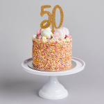Topo de Bolo Acrílico Glitter Ouro "50"