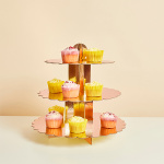 Expositor Bolos e Cupcakes Rosa Gold 3 Pisos - Image 3