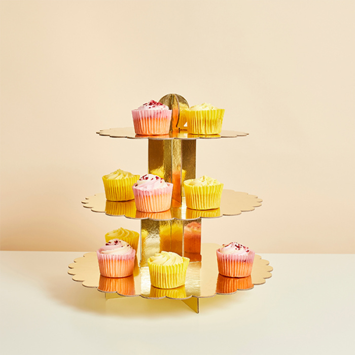 Expositor Bolos e Cupcakes Rosa Gold 3 Pisos - Image 2