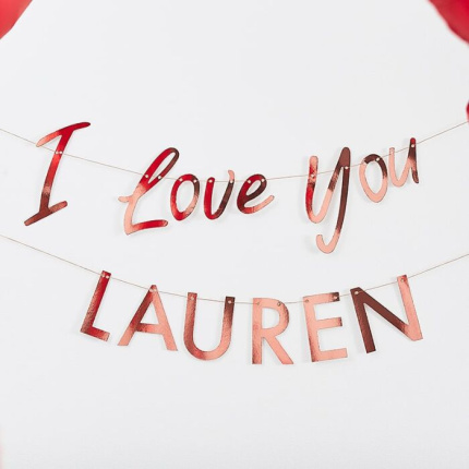 Banner Gigante Rose Gold "I LOVE YOU" Personalizável