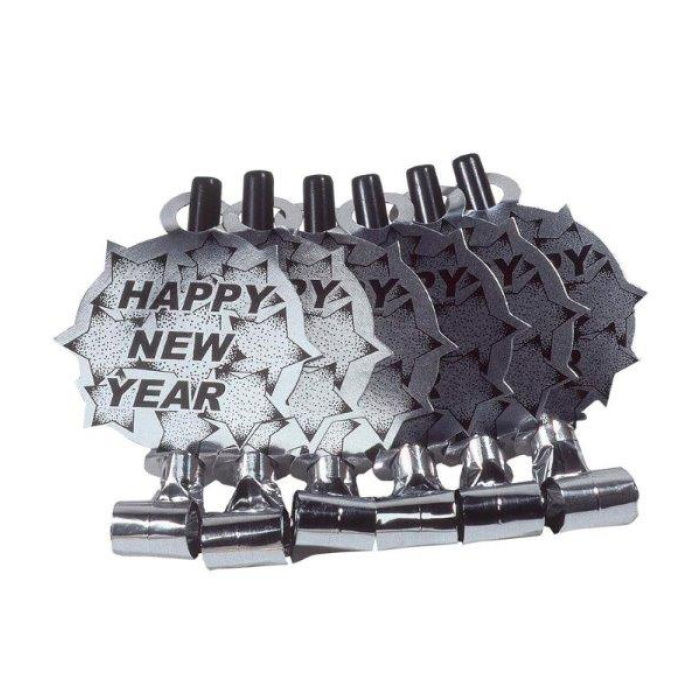 Línguas de Sogra "Happy New Year" Prateadas - Pack 6 - Image 1