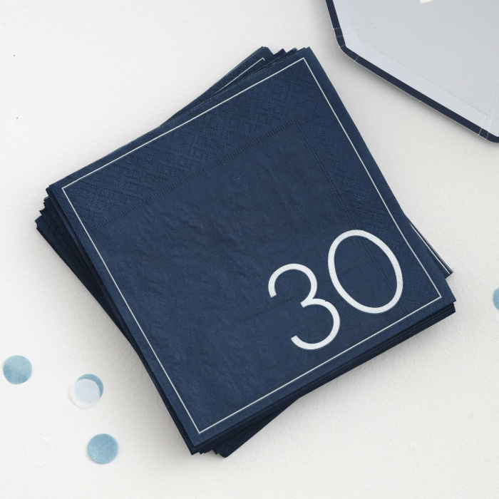 Guardanapos Azul Navy 30 Anos - Pack 16 - Image 1