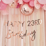 Banner Rose Gold Happy Birthday Idade Personalizável