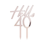 Topo Bolo Acrílico Rosa Gold "Hello 40" - Image 2