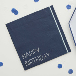 Guardanapos Tons Azul HAPPY BIRTHDAY 33cm - Pack 16