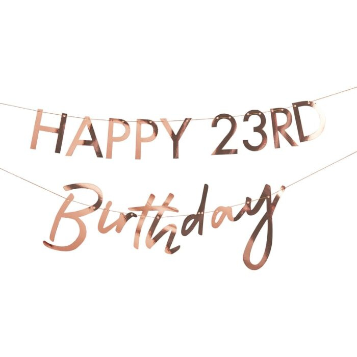 Banner Rose Gold Happy Birthday Idade Personalizável - Image 3