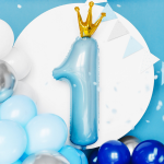 Balão Número 1 Azul com Coroa Ouro - 90cm - Image 2