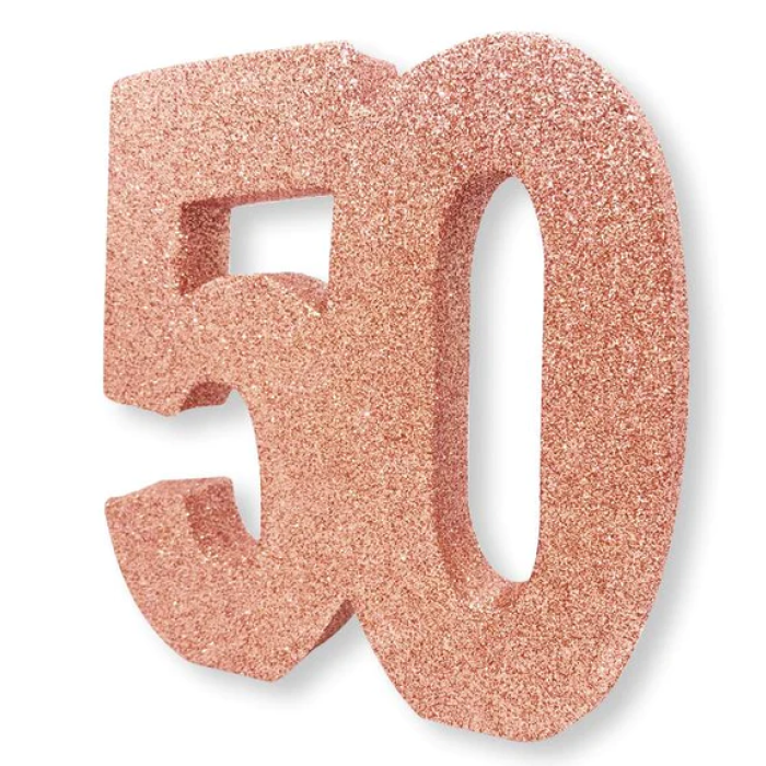 Número 50 Esferovite Rosa Dourado Glitter - 20cm - Image 1