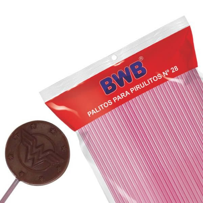 Palitos Rosa para Bolachas/Chupas 9cm - Pack.100 - Image 1