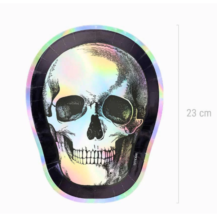 Pratos Halloween Caveira 23cm - Pack 6 - Image 3