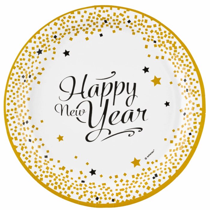 Pratos Happy New Year - Pack 8 - Image 1