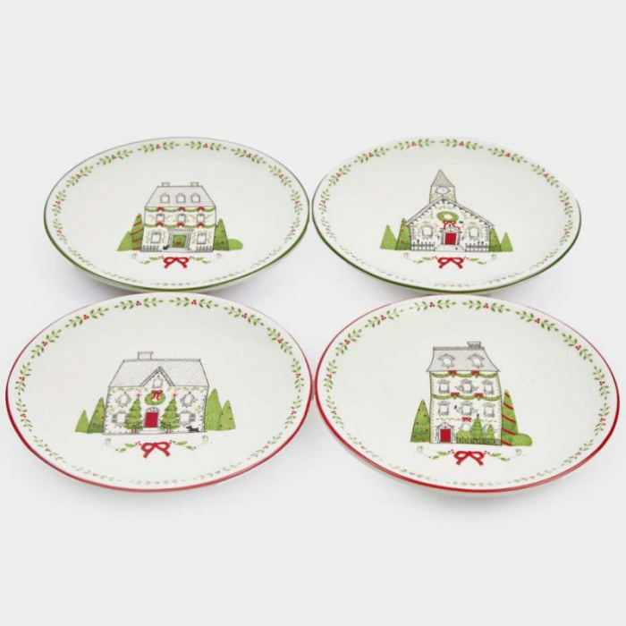 Conj.4 Pratos Casinhas de Natal 15cm - Image 1