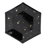 Pratos Pretos com estrelas ouro 20cm - Pack 6