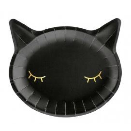 Pratos Gato Preto 22cm - Pack 6