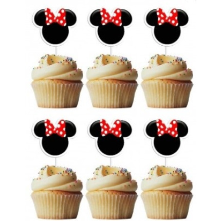 6 Topper Cabeça Minnie Vermelha