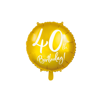 Balão 40 Anos Ouro e Branco - 45cm