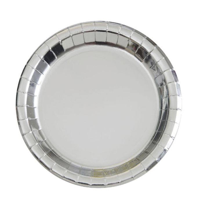 Pratos Liso Prata Foil 17cm - Pack 8 - Image 1