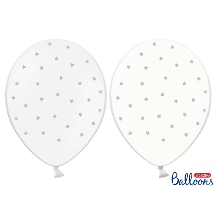 Balão Transparente Com Estrelinhas Prata 30cm - Image 1