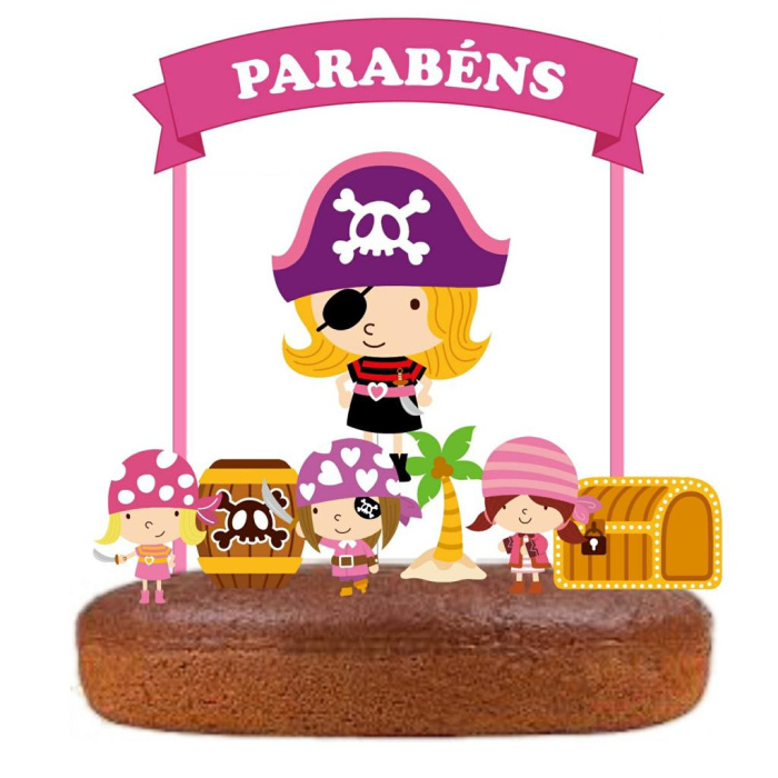 Topo de Bolo Piratas Girl - Image 1