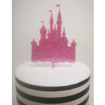Topo para Bolo Acrilico Castelo Glitter Rosa - Image 3