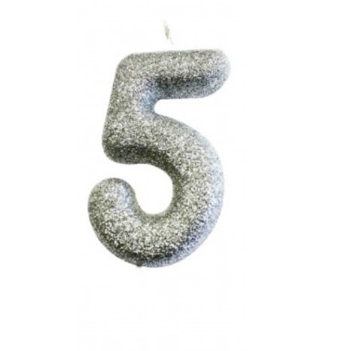 Vela Glitter Prata Nº.5 - Image 1