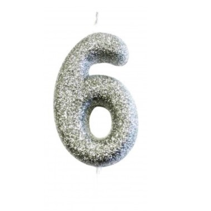 Vela Glitter Prata Nº.6 - Image 1