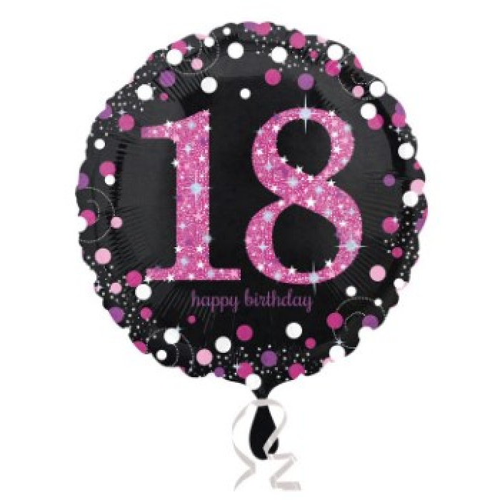 Balão 18 Anos Preto e Rosa - 45cm - Image 1