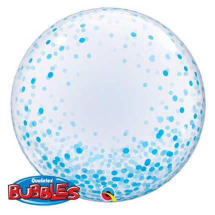 Balão Bubble Confetis Azul Impressos - 61cm