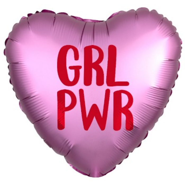 Balão Coração Rosa GRL PWR  - 45cm - Image 1