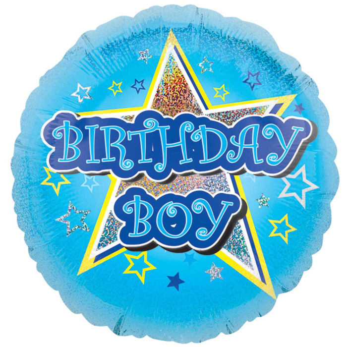 Balão Birthday Boy Azul Estrelas - Image 1