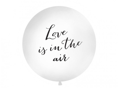Balão Látex Gigante Branco Love is in the air... Preto - 100cm