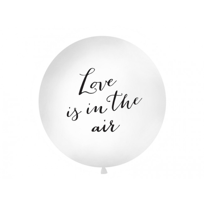 Balão Látex Gigante Branco Love is in the air... Preto - 100cm - Image 1