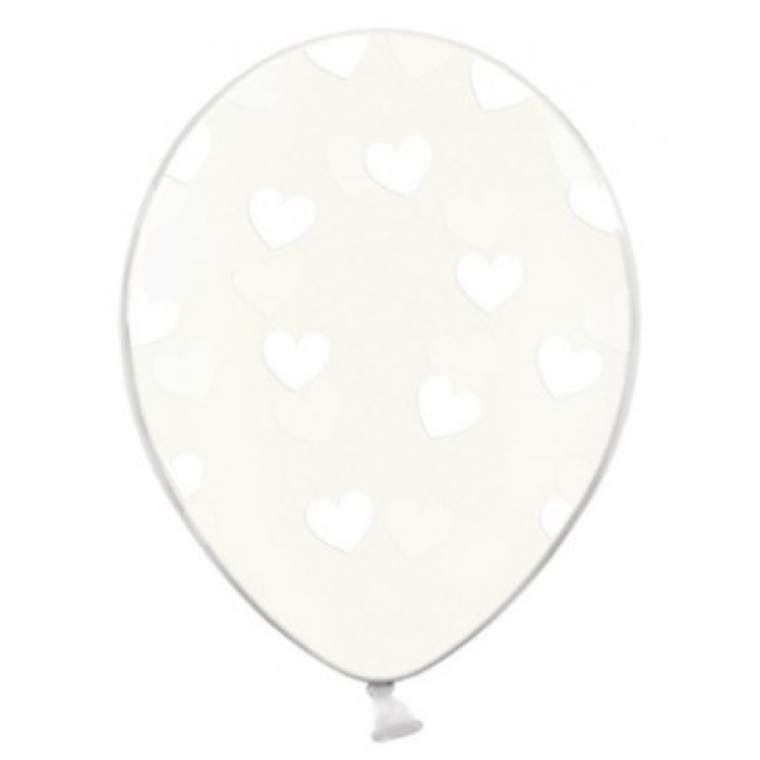 Balão Látex Transparente Corações Branco 30cm - Image 1