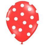 Balão Látex Vermelho com Bolas Branca 30cm