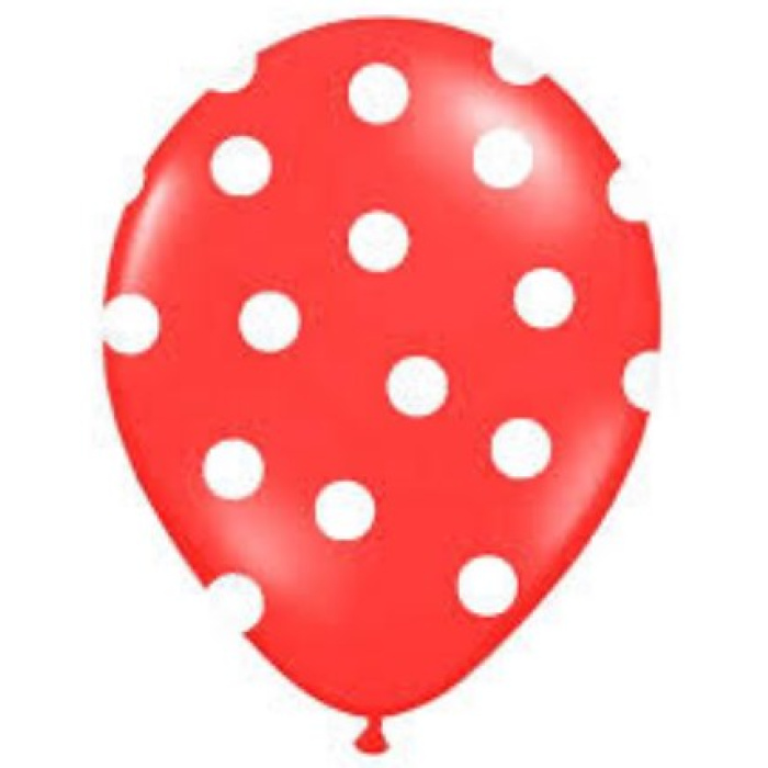 Balão Látex Vermelho com Bolas Branca 30cm - Image 1