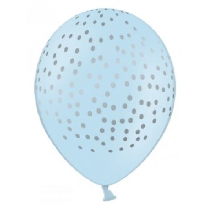 Balão Látex Bolinhas Prata - Azul Claro - Image 1
