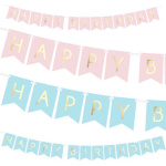 Banner Happy Birthday Azul Claro e Ouro - Image 3
