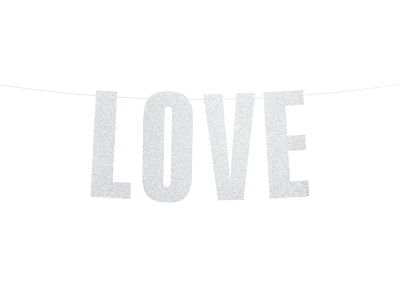Banner LOVE prata glitter