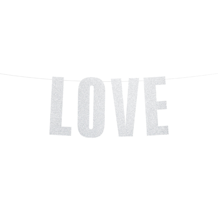 Banner LOVE prata glitter - Image 1
