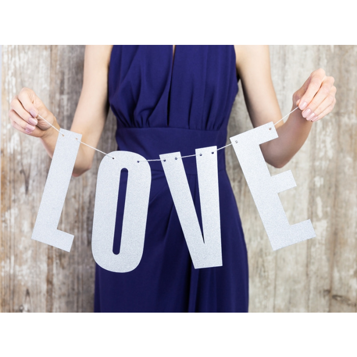 Banner LOVE prata glitter - Image 2