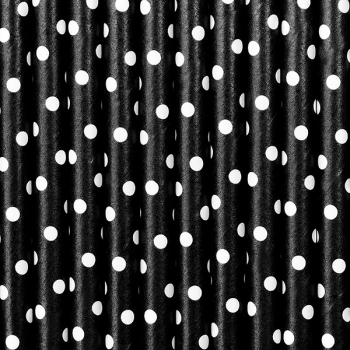 Palhinhas Papel Bolinhas Pretas - pack.10 - Image 1
