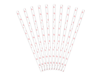 Palhinhas Papel Coração Rosa Claro - Pack 10 - Image 2