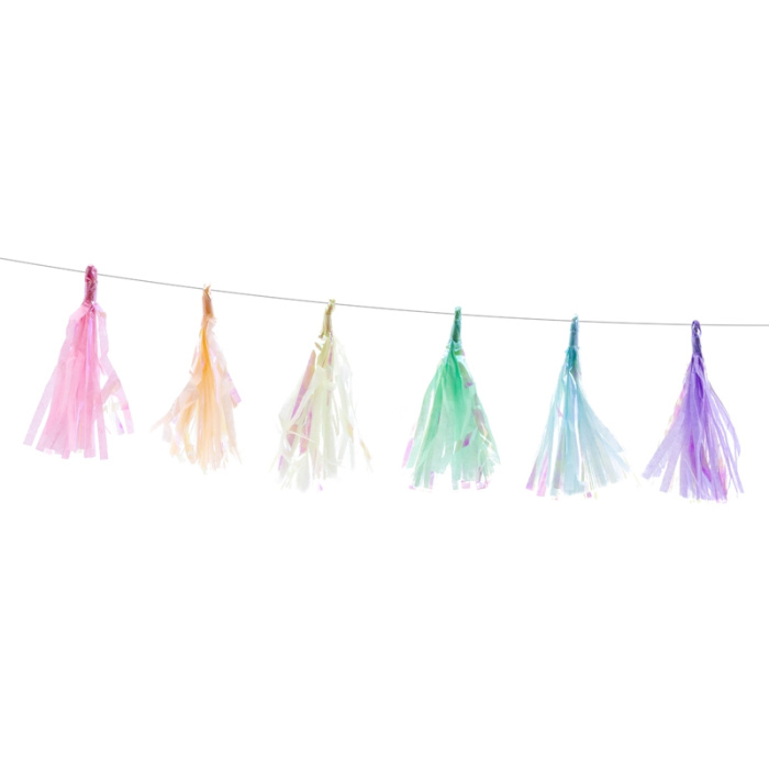 Grinalda Tassel Cores Pastel Iridiscente - Image 1