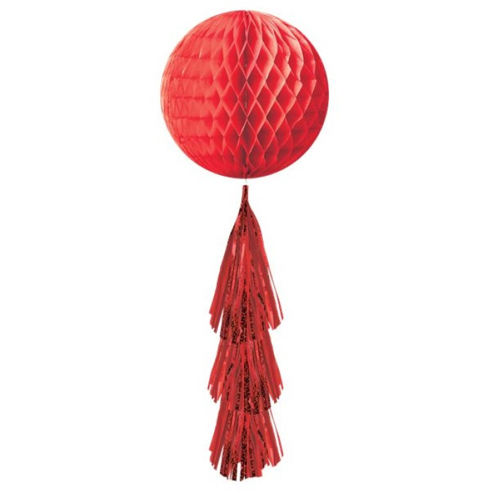 Bola de Papel Vermelho com Tassel - Image 1