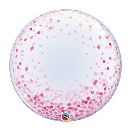 Balão Bubble Confetis Rosa Impressos - 61cm
